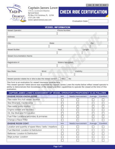 image of the insurance check ride form